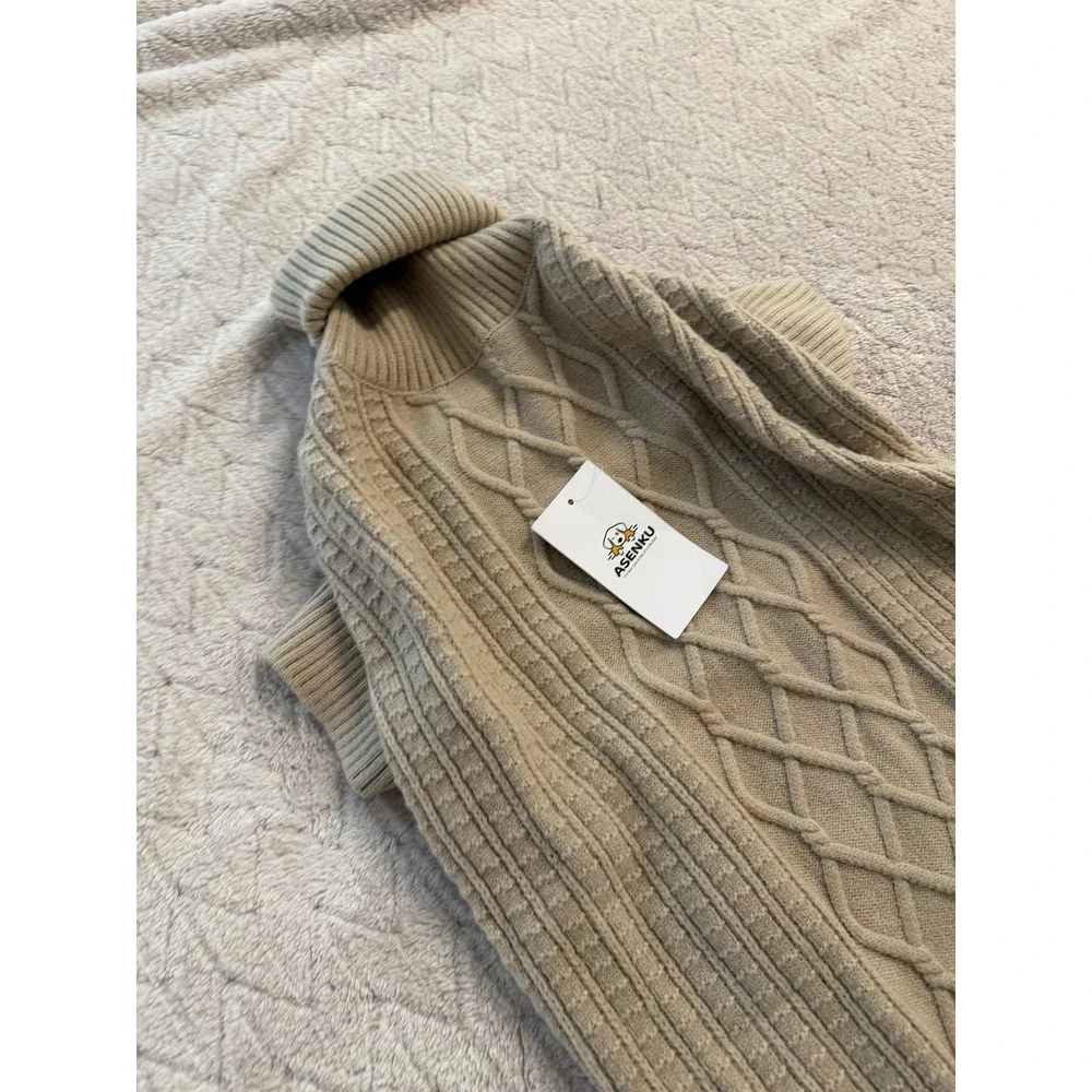 Asenku Dog Sweater Tan Cable Knit Turtleneck Pet Apparel Size 2XL NEW